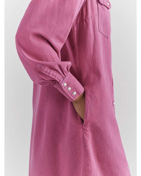 Image #3 - Wrangler® X Barbie™ Women's Dreamy Denim Western Shirt Dress, Pink, hi-res