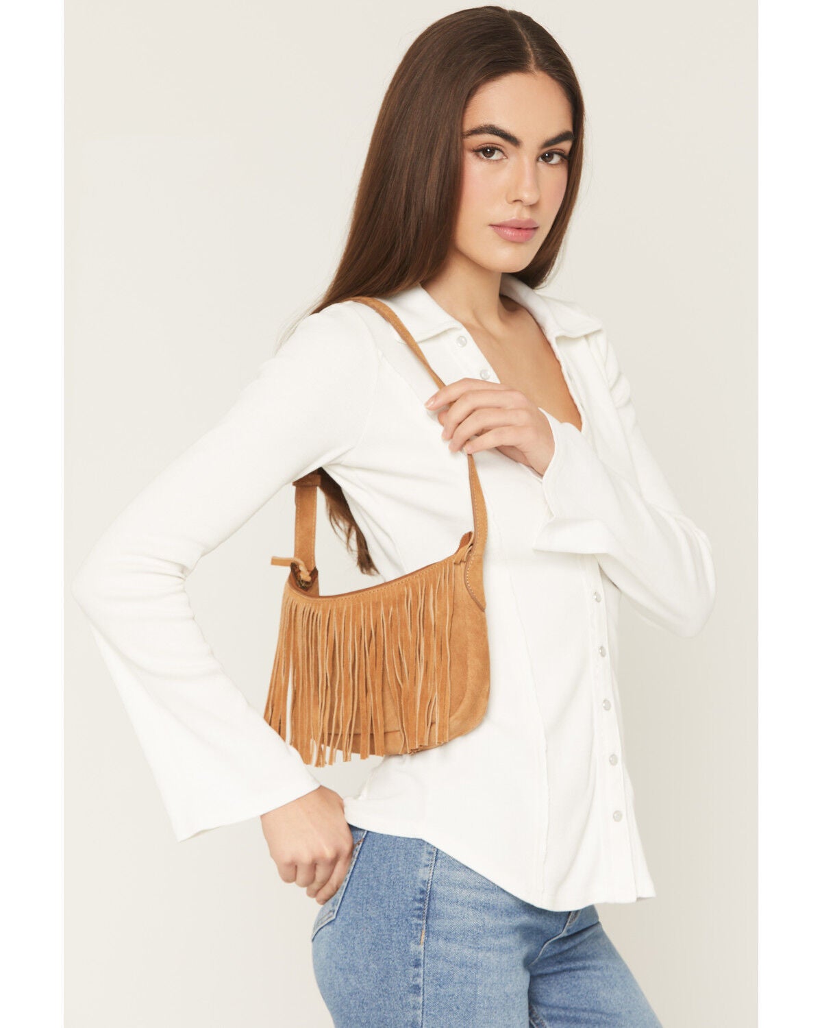 Image #1 - Shyanne Women's Maren Suede Fringe Shoulder Bag, Brown, hi-res