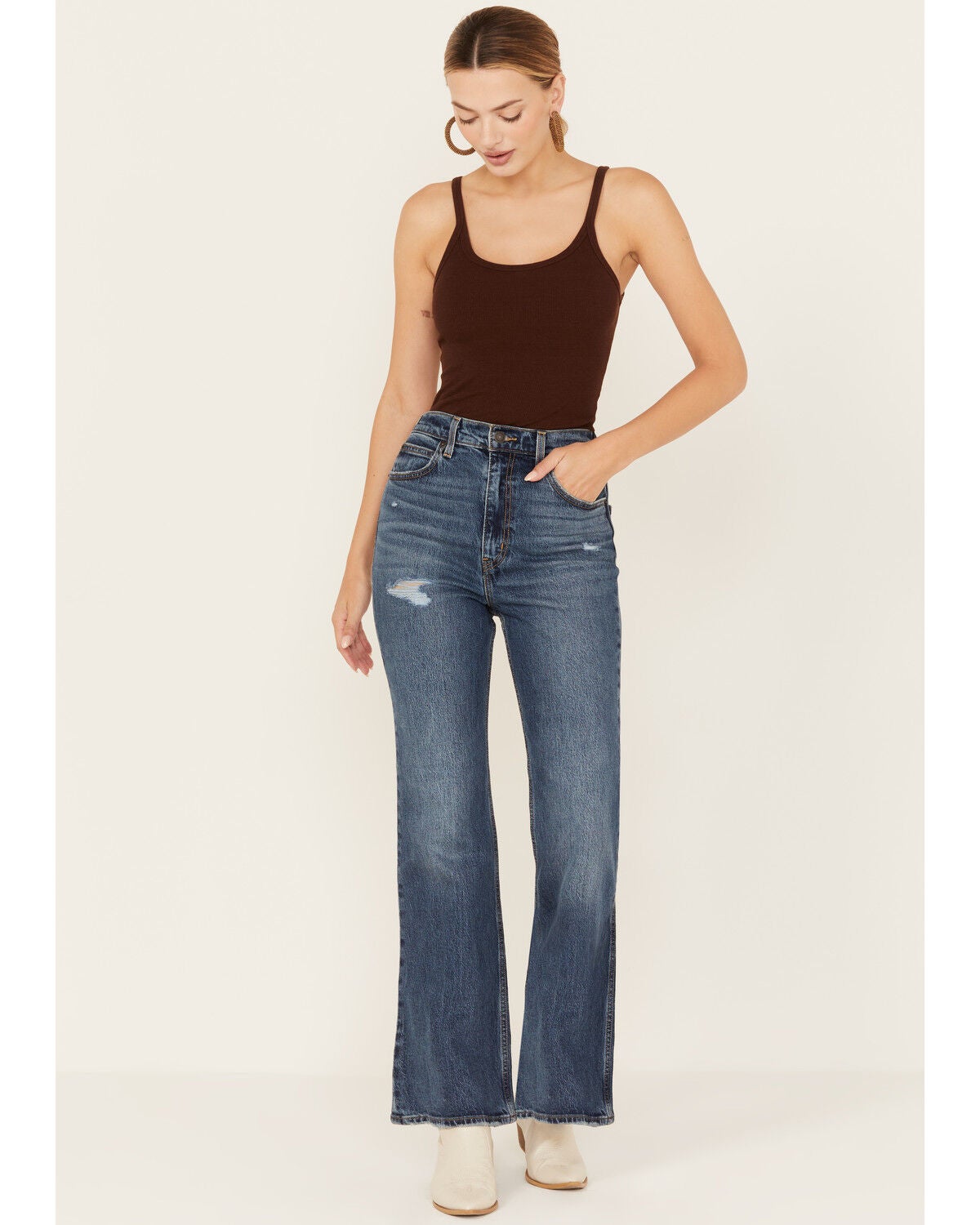 Levi's Premium Women's Dark Wash 70s High Rise Stretch Flare Jeans, Dark Wash, hi-res
