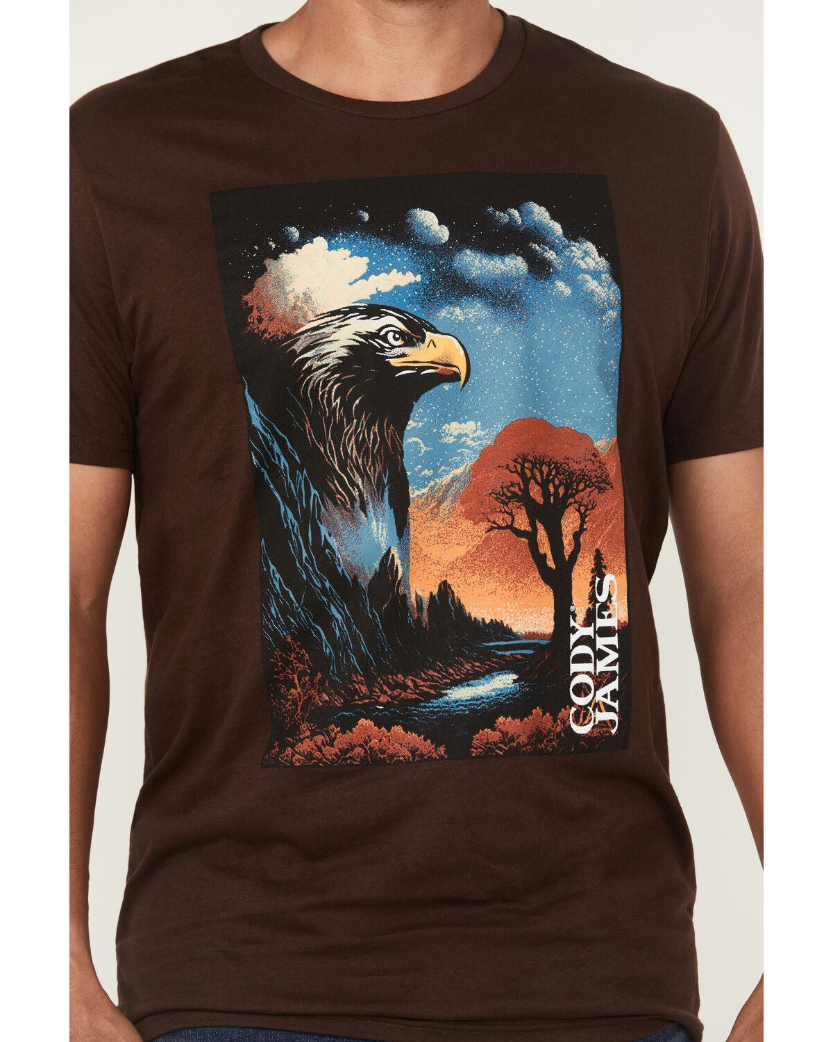 Image #3 - Cody James Men's Lookout Eagle Short Sleeve Graphic T-Shirt, Dark Brown, hi-res