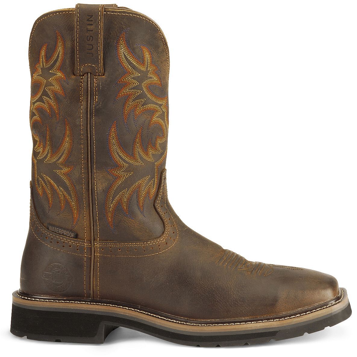 justin men's stampede square toe work boots