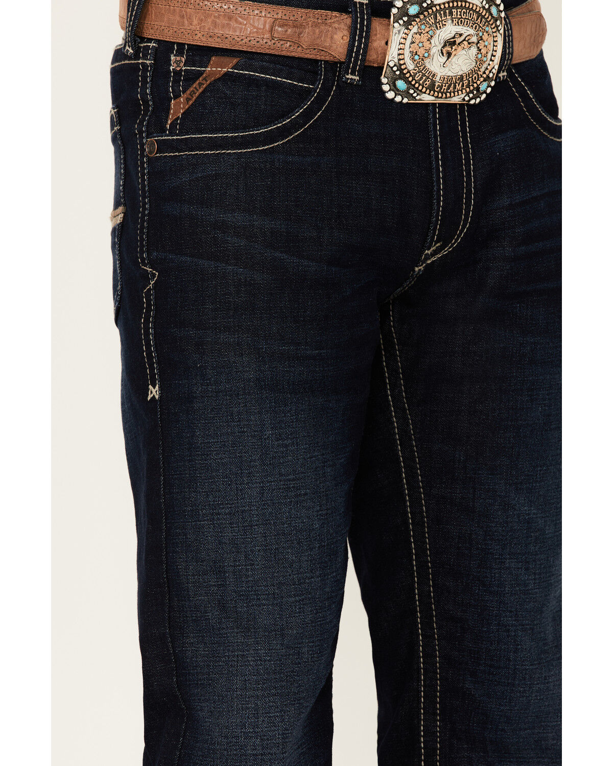 Image #2 - Ariat Men's M5 Newcastle Marshall Dark Wash Stretch Straight Leg Jeans, Blue, hi-res