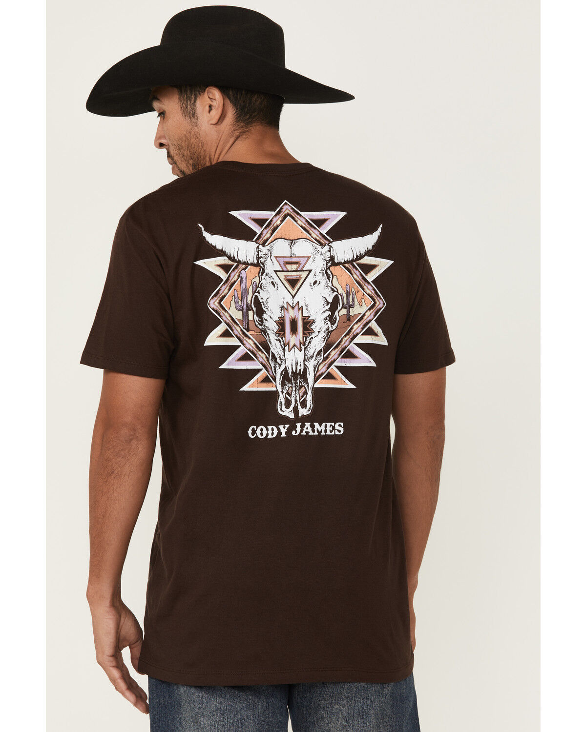 Image #1 - Cody James Men's Southwestern Skull Short Sleeve Graphic T-Shirt, Dark Brown, hi-res