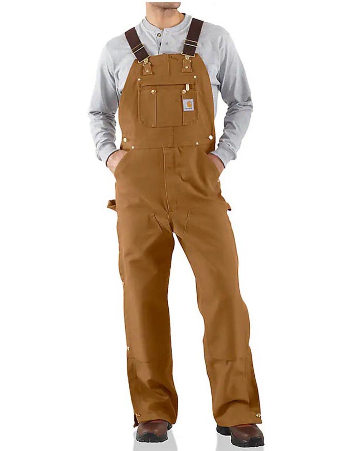 Image #1 - Carhartt Men's Loose Fit Firm Duck Bib Overalls, Brown, hi-res