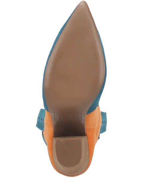 Image #7 - Dingo Women's Spicy Underlay Suede Leather Western Booties - Pointed Toe , Orange, hi-res
