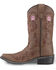 Shyanne Girls' Floral Embroidered Western Boots - Pointed Toe, Brown, hi-res