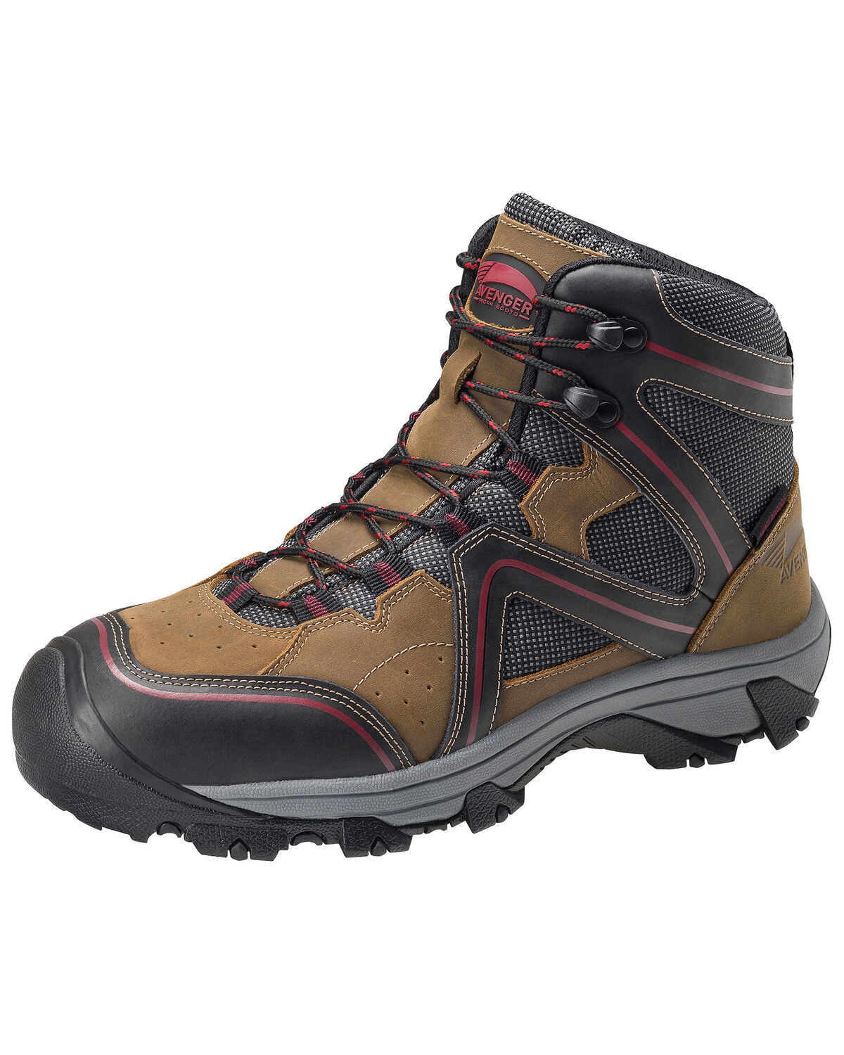 Image #2 - Avenger Men's Crosscut Waterproof Work Boots - Steel Toe, Brown, hi-res