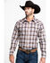 Stetson Men's Dobby Med Plaid Long Sleeve Western Shirt , Brown, hi-res