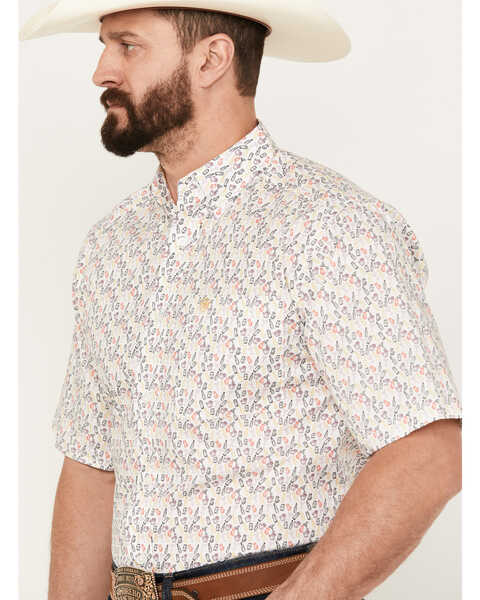 Image #2 - Ariat Men's Danon Print Classic Fit Button Down Short Sleeve Western Shirt, White, hi-res