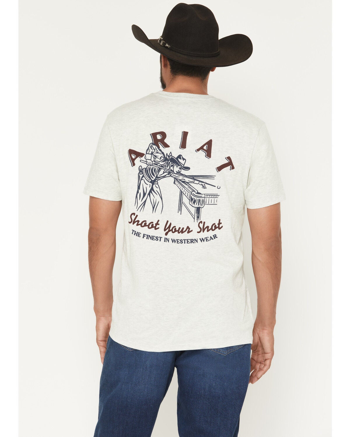 Image #1 - Ariat Men's Straight Shooter Short Sleeve Graphic T-Shirt, Oatmeal, hi-res