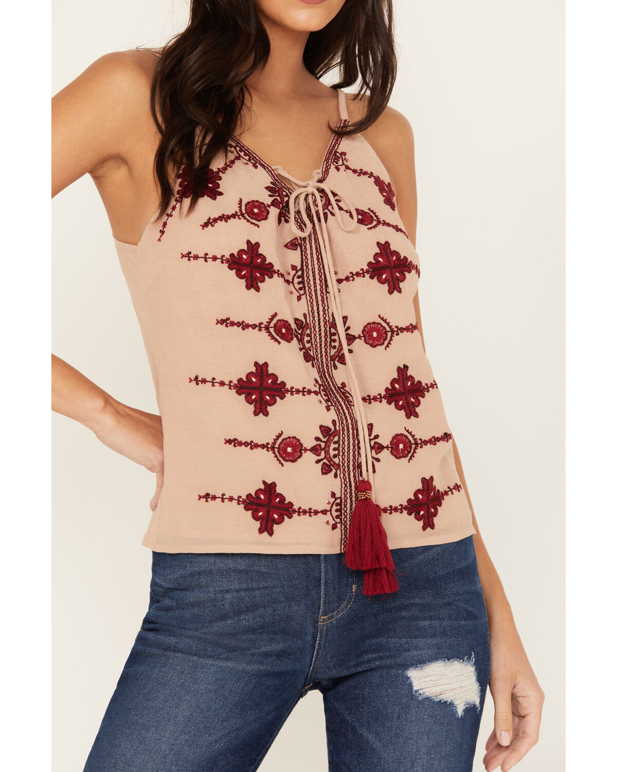 Image #4 - Idyllwind Women's Laurel Embroidered Tank, Nude, hi-res