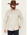 Image #1 - Moonshine Spirit Men's Kickin Daisies Floral Print Long Sleeve Snap Western Shirt, Ivory, hi-res
