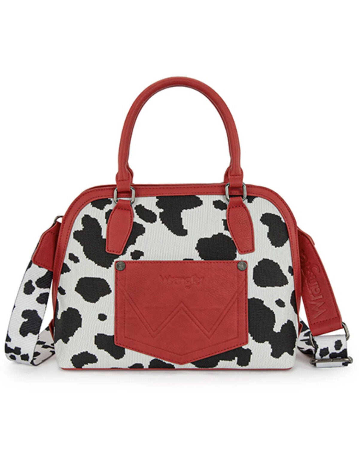 Image #2 - Wrangler Women's Cow Print Satchel Crossbody Bag, Red, hi-res