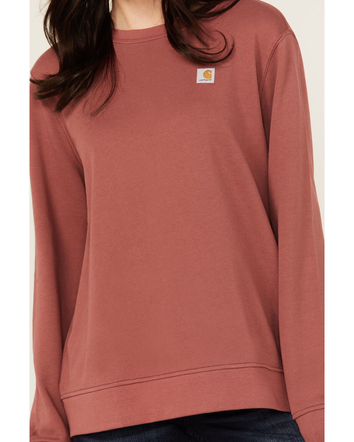 Image #3 - Carhartt Women's Relaxed Fit Midweight Crewneck Sweatshirt, Maroon, hi-res