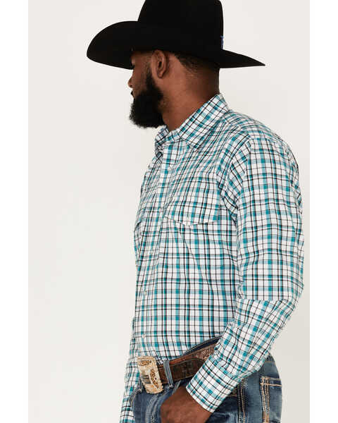 Image #2 - Wrangler Men's Plaid Print Long Sleeve Snap Western Shirt, White, hi-res