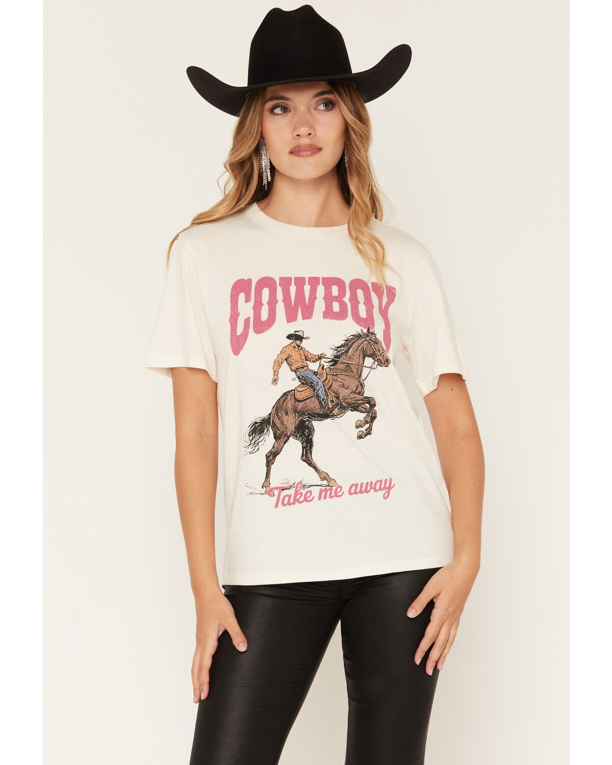 Image #1 - Idyllwind Women's Cowboy Take Me Away Short Sleeve Graphic T-Shirt, Ivory, hi-res