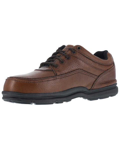 Image #2 - Rockport Works World Tour Casual Oxford Work Shoes - Steel Toe, Brown, hi-res
