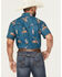 Image #4 - Rock & Roll Denim Men's Tek Bronco Print Short Sleeve Pearl Snap Western Shirt, Dark Teal, hi-res