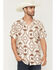 Image #1 - Sendero Provisions Men's The Padre Southwestern Print Short Sleeve Snap Western Shirt, Cream, hi-res