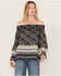 Image #1 - Wild Moss Women's Border Off The Shoulder Top, Blue, hi-res