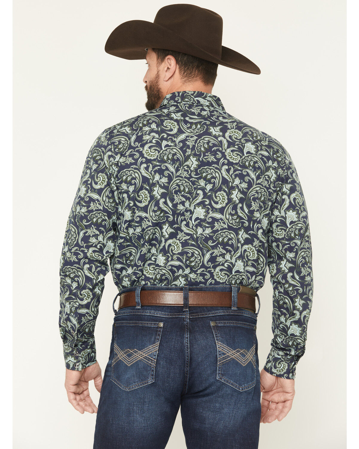 Image #4 - Gibson Trading Co Men's Hubert Floral Print Long Sleeve Snap Stretch Western Shirt - Big, Navy, hi-res