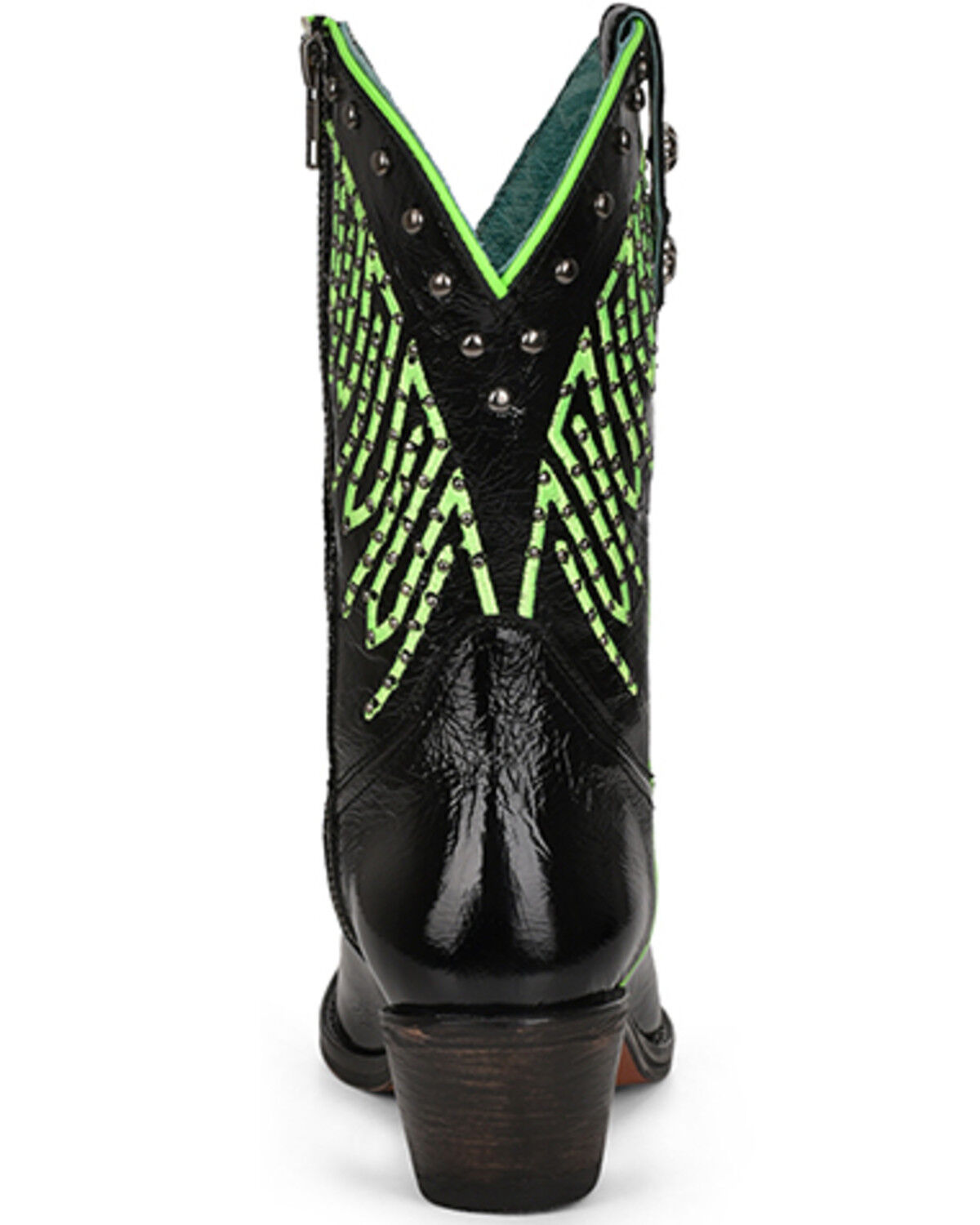 Image #4 - Corral Women's Fluorescent Embroidered and Studded Western Boots - Round Toe, Black, hi-res