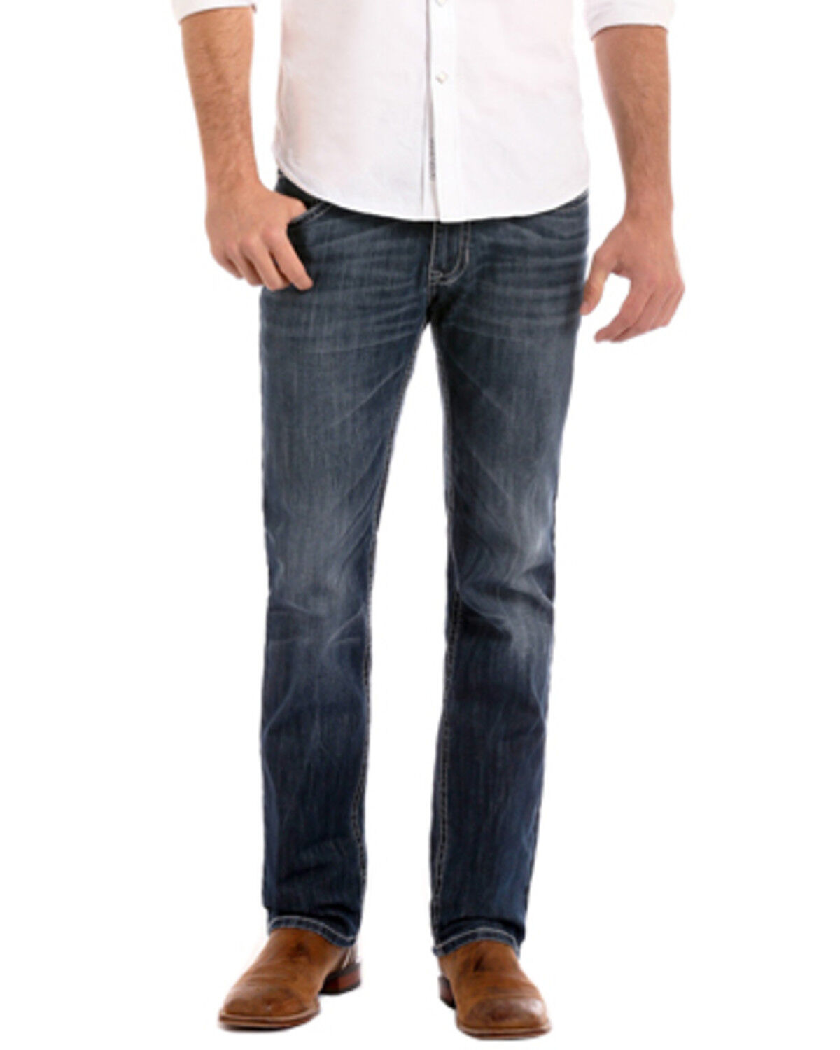 Image #4 - Rock & Roll Denim Men's Small "V" Reflex Revolver Slim Straight Jeans, Indigo, hi-res