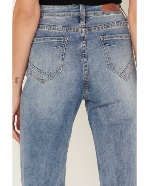 Image #4 - Rock & Roll Denim Women's High Rise Slit Denim Trouser Jeans, Light Blue, hi-res