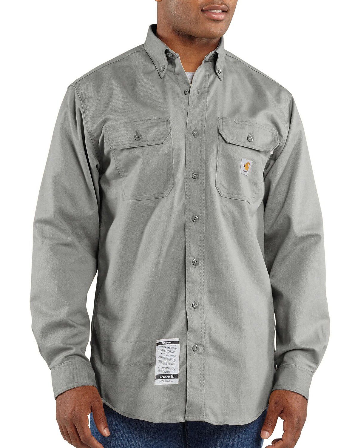Image #1 - Carhartt Men's Solid FR Long Sleeve Button-Down Work Shirt - Big & Tall, Grey, hi-res