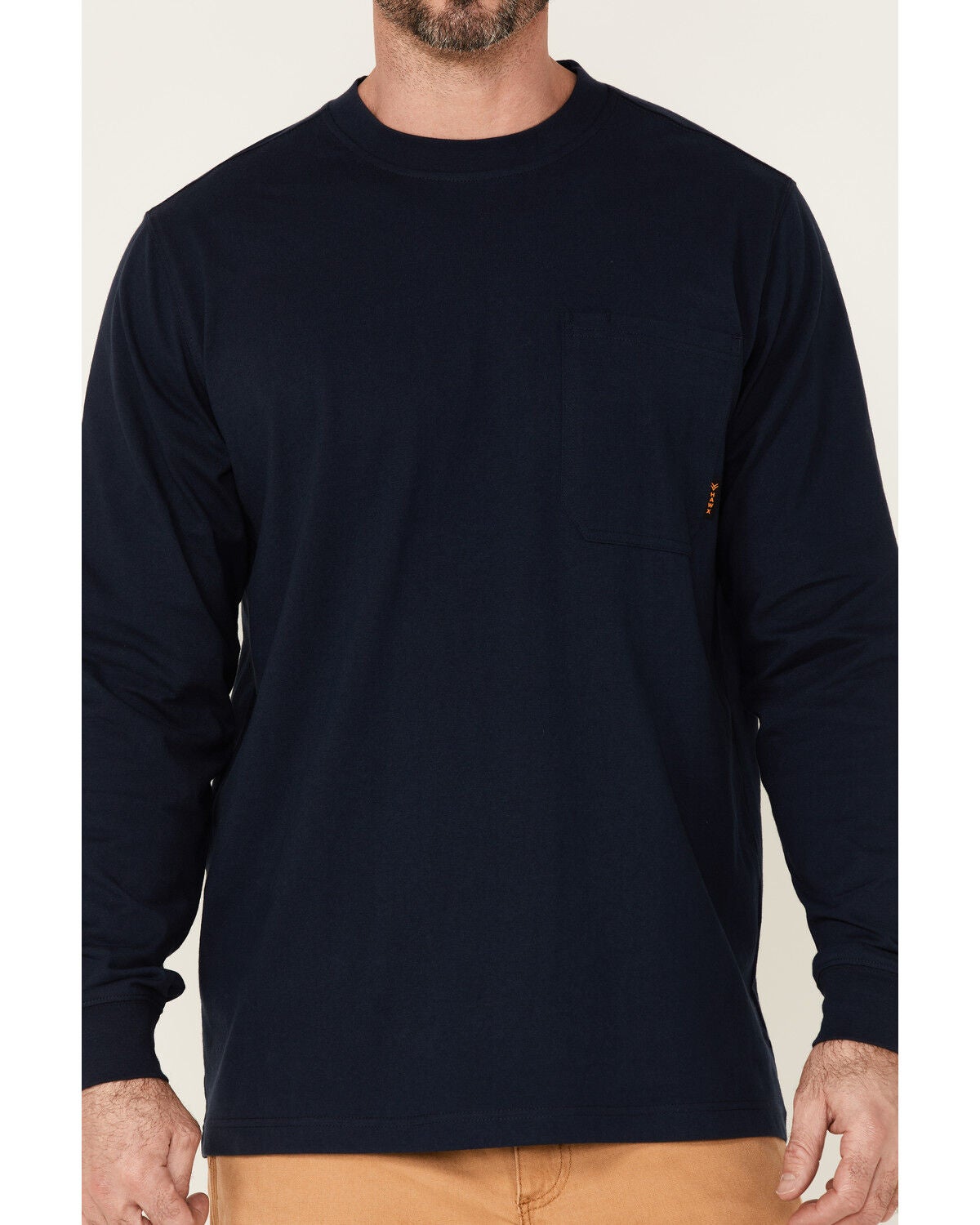Image #3 - Hawx Men's Solid Navy Forge Long Sleeve Work Pocket T-Shirt - Big, Navy, hi-res