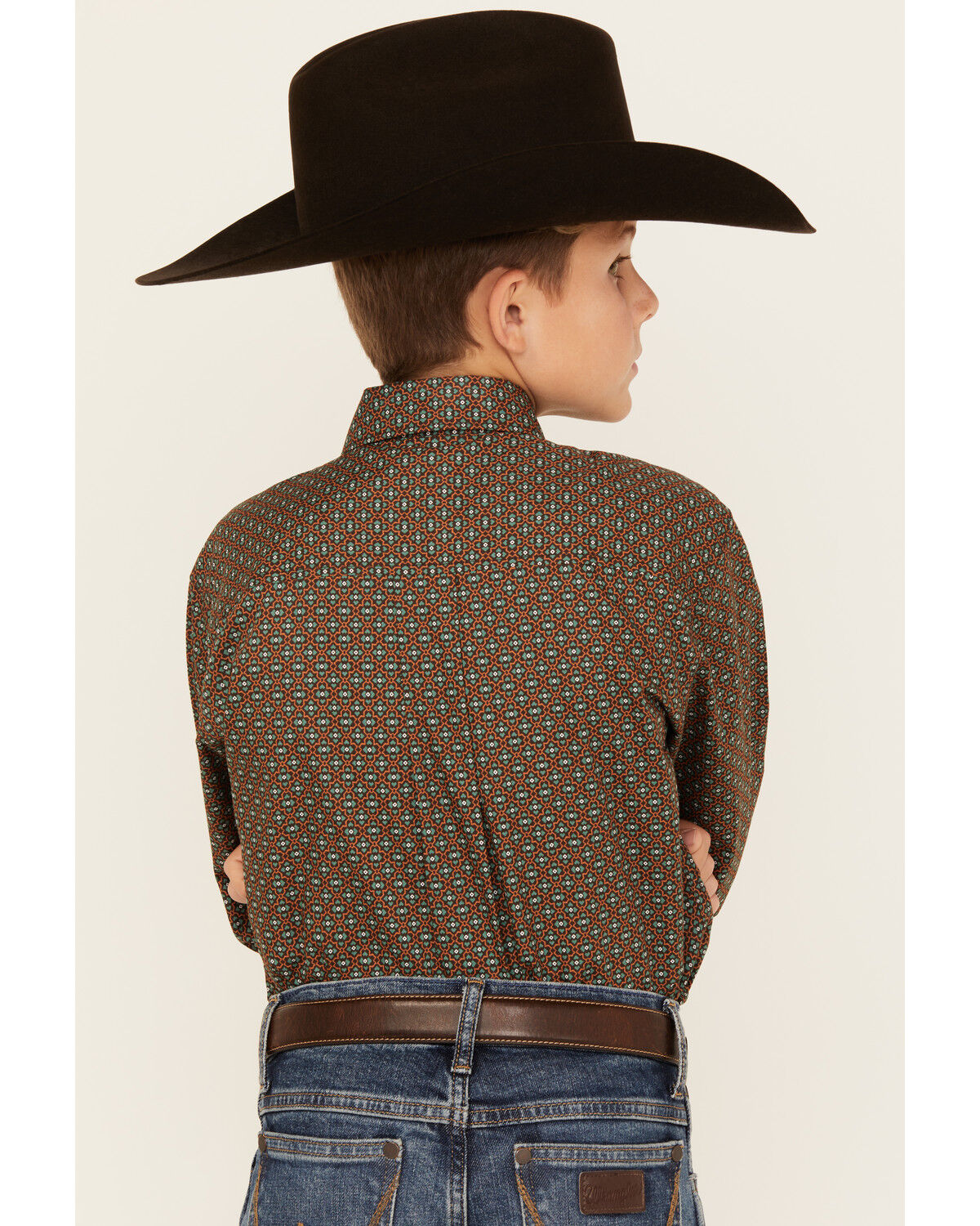 Image #4 - Cinch Boys' Geo Print Long Sleeve Button-Down Western Shirt, Brown, hi-res