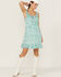 Image #1 - Molly Bracken Women's Floral Print Ruffle Trim Sleeveless Mini Dress, Blue, hi-res
