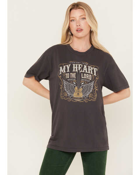 Kerusso Women's My Heart To The Lord Guitar Graphic Tee, Black, hi-res
