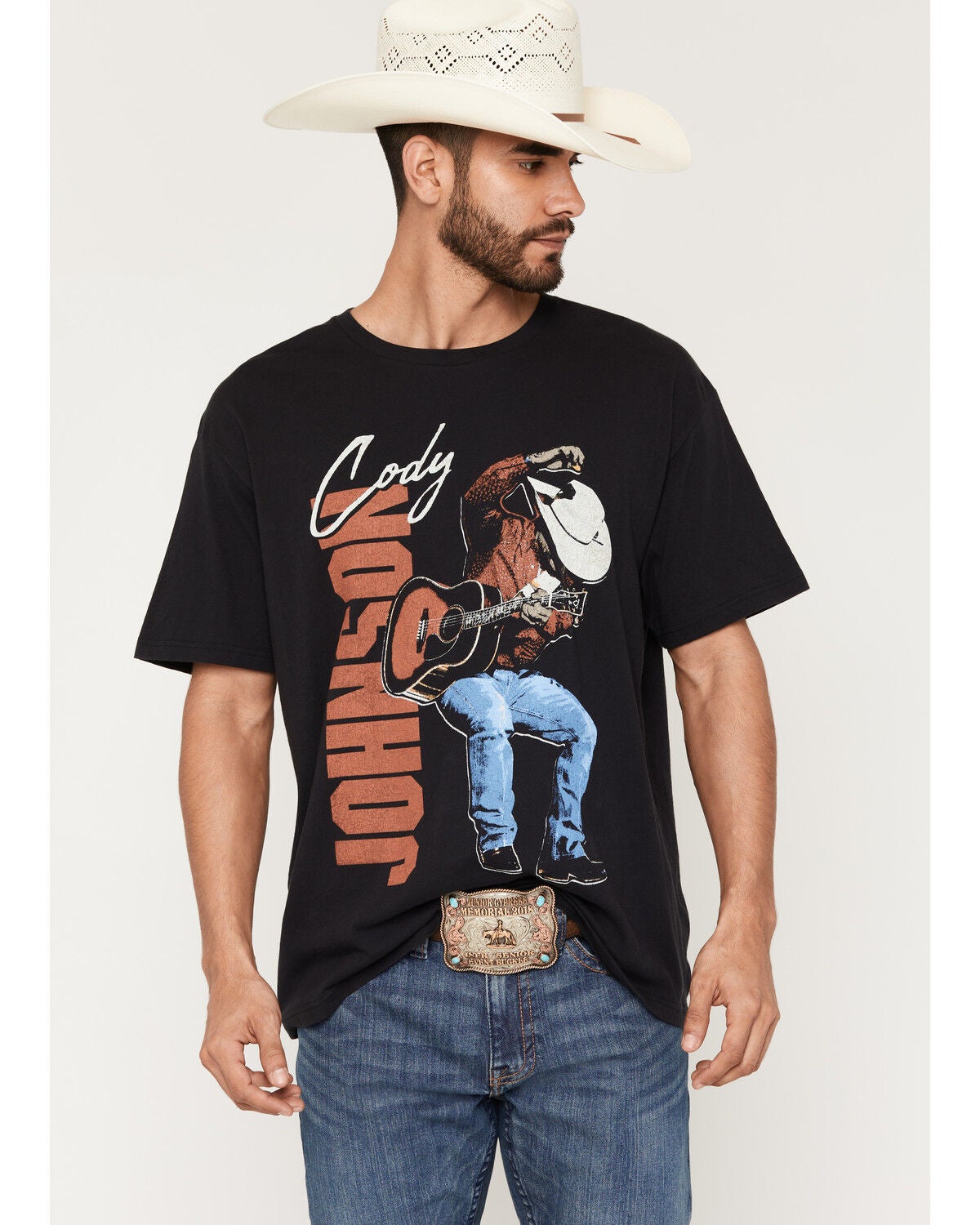 Image #1 - Wrangler Men's Cody Johnson Jump Short Sleeve Graphic T-Shirt, Black, hi-res