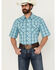 Image #1 - Wrangler 20X Men's Plaid Print Short Sleeve Snap Stretch Western Shirt , Blue, hi-res