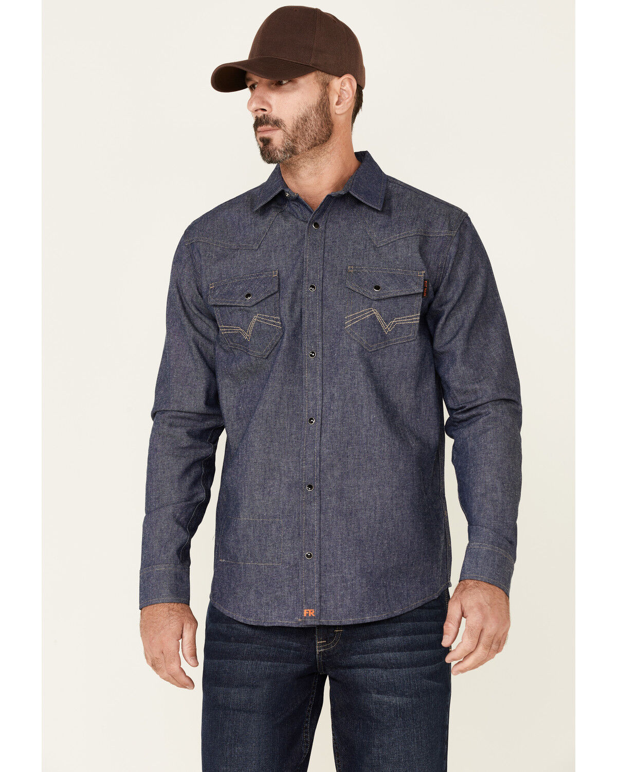 Image #1 - Cody James Men's FR Denim Long Sleeve Work Shirt, Indigo, hi-res