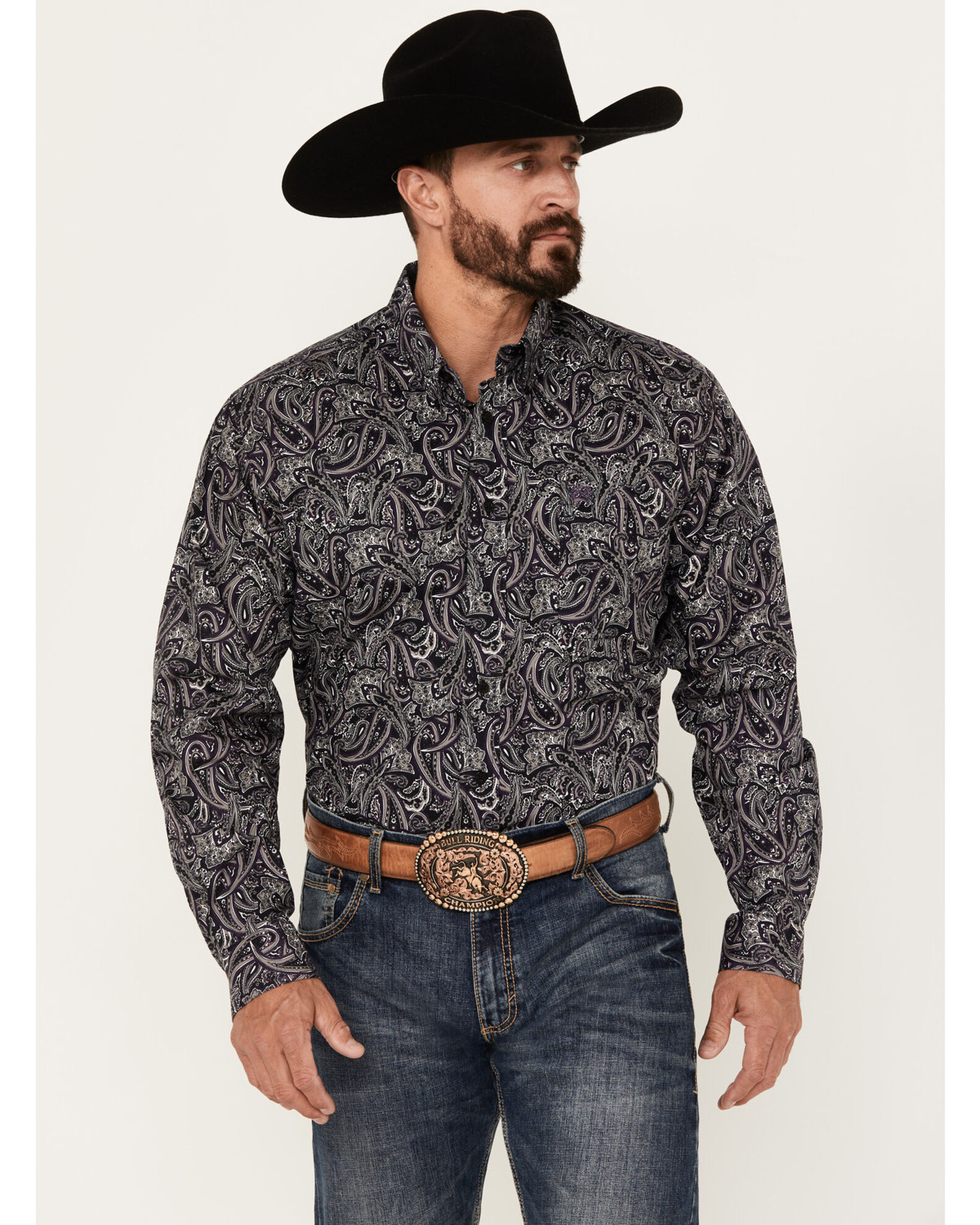 Cinch purple clearance paisley shirt