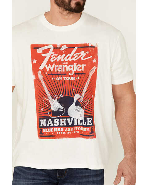 Wrangler Fender Men's On Tour Nashville Vintage Graphic T-Shirt  , White, hi-res