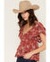 Image #2 - Originality Women's Boot Barn Exclusive Floral Embroidered Tiered Tie Back Top, Rose, hi-res