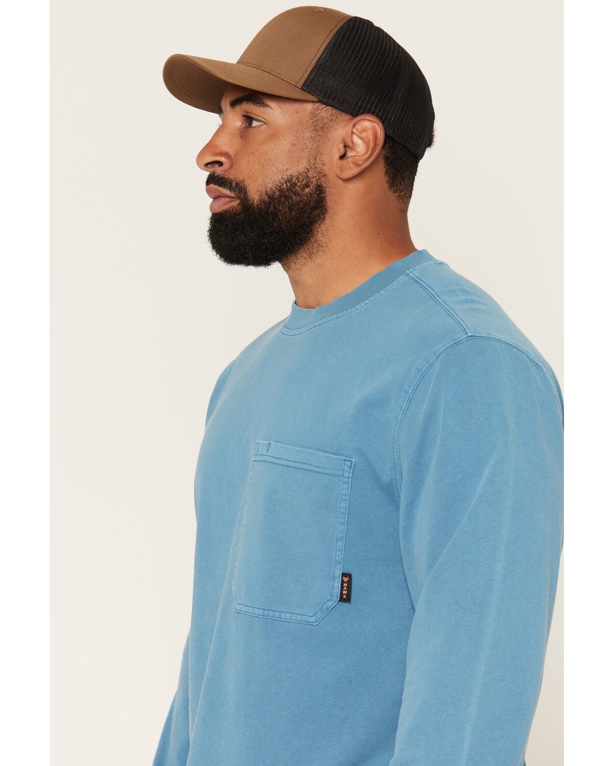 Image #2 - Hawx Men's Forge Solid Long Sleeve Pocket Work T-Shirt, Blue, hi-res
