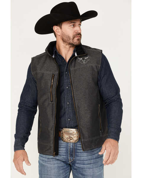 Cowboy Hardware Men's Logo Embroidered Woodsman Tech Vest, Black, hi-res