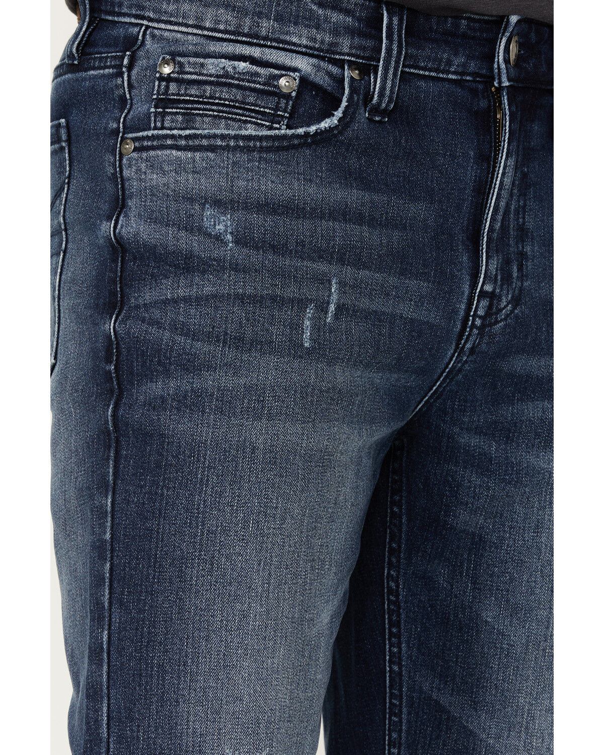 Image #2 - Brothers and Sons Men's Wilderness Distressed Stretch Regular Straight Jeans, Dark Medium Wash, hi-res