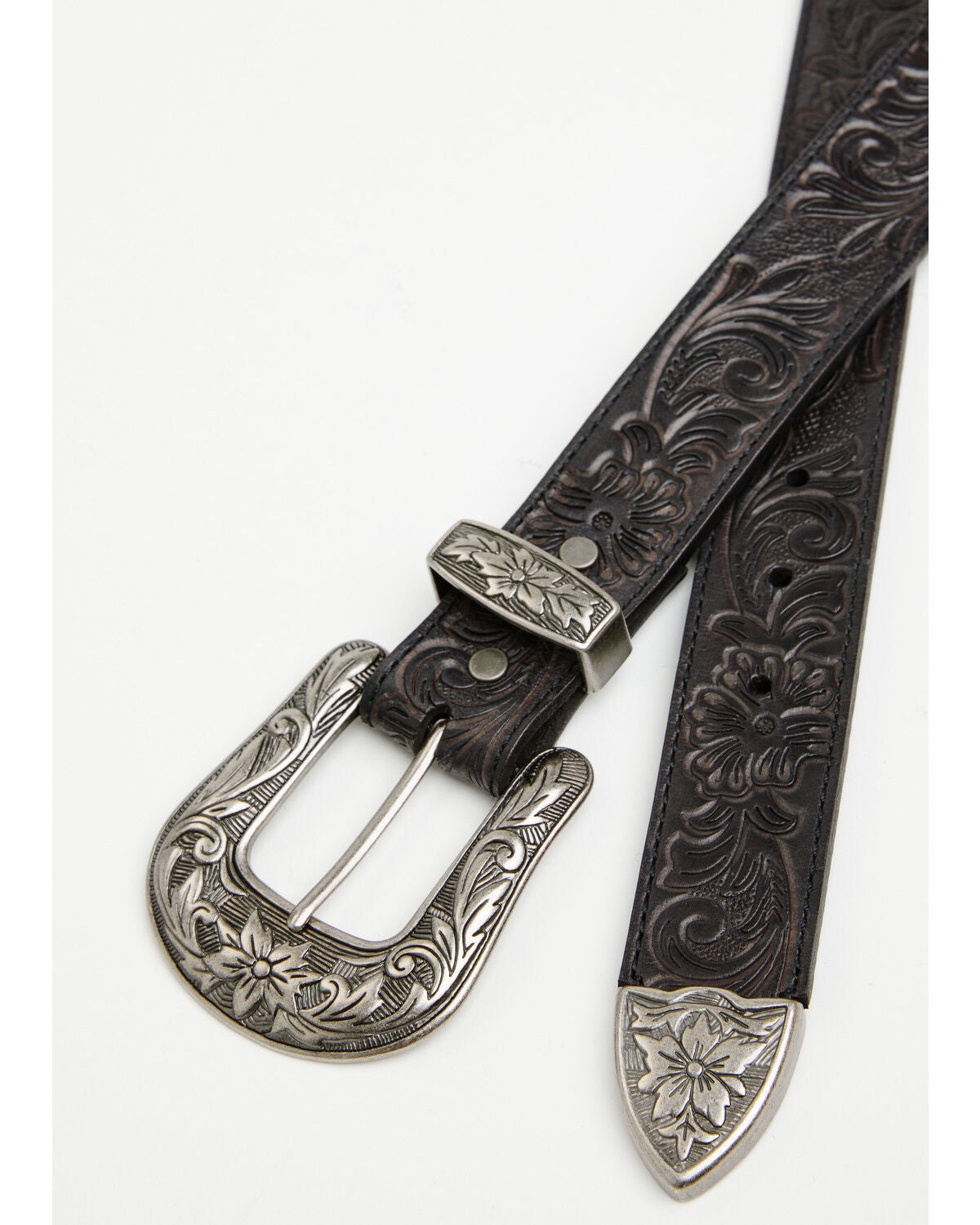 Image #2 - Shyanne Women's Lynnelle Tooled Belt, Black, hi-res