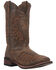 Image #1 - Laredo Women's Stella Leopard Print Inlay Studded Western Performance Boots - Square Toe, Brown, hi-res