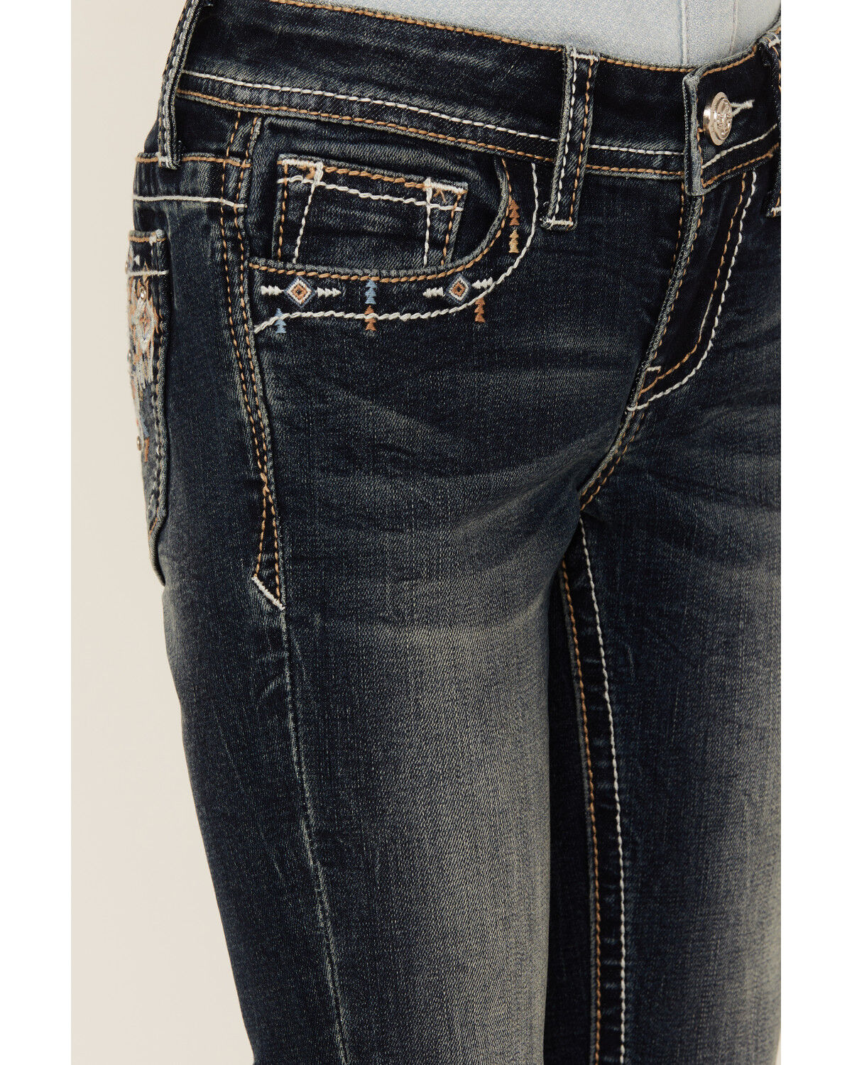 Image #2 - Grace in LA Girls' Dark Wash Mid Rise Bootcut Jeans, Medium Wash, hi-res