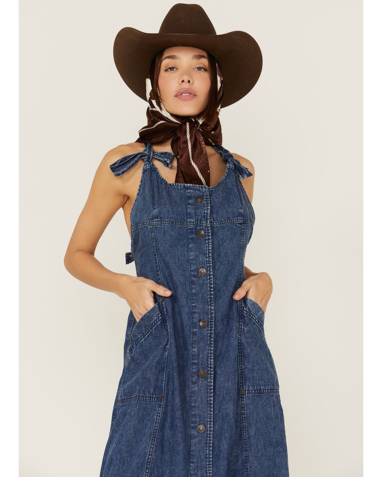 Free People Women's Time After Time Denim Maxi Dress, Blue, hi-res