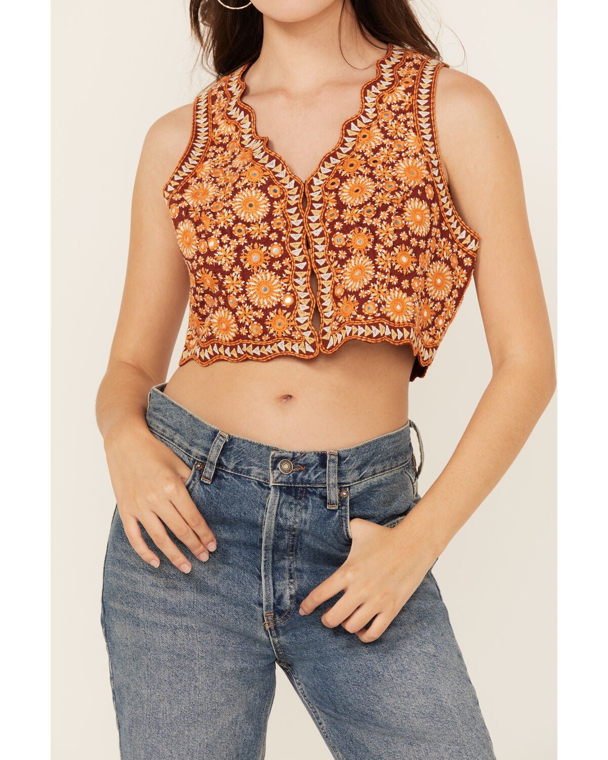 Image #3 - Shyanne Women's Poplin Embellished Vest, Fired Brick, hi-res