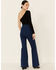 Image #2 - Flying Tomato Women's Super High Rise Flare Jeans, Blue, hi-res