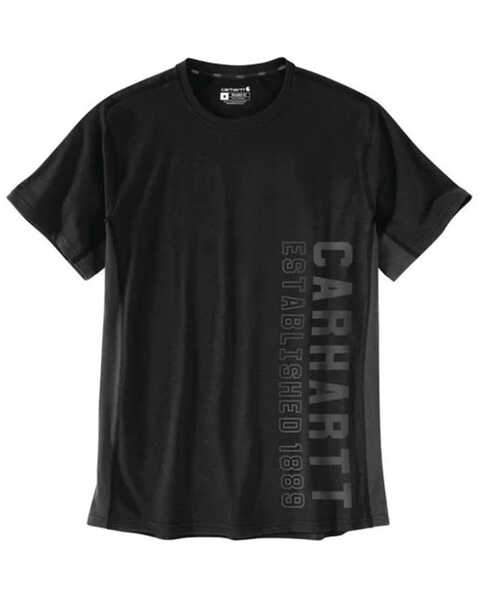 Carhartt Men's Force Black Midweight Logo Graphic Short Sleeve Work T-Shirt - Big , Black, hi-res