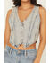 Image #3 - Blue B Women's Rhinestone Button-Down Vest, Light Wash, hi-res